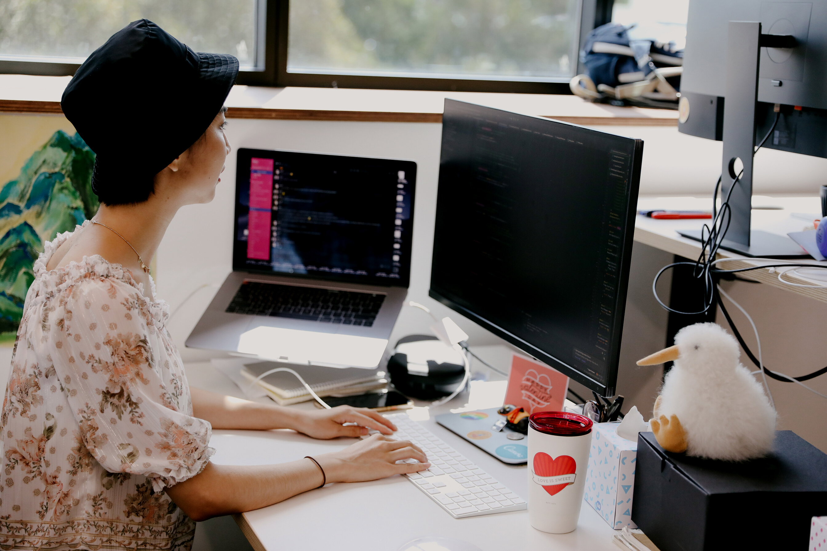Woman using computer in the office